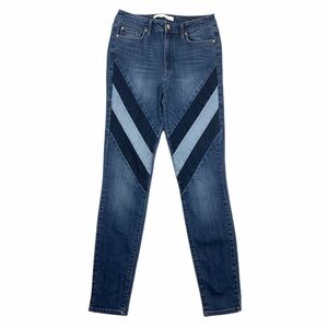 Ella Moss Tri-Tone Chevron Shaped Patchwork High Rise Skinny Denim Jeans Size 27